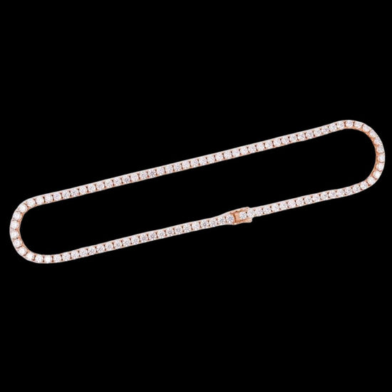 14K Rose Gold 5MM Round Moissanite Tennis Chain Full Close Up View