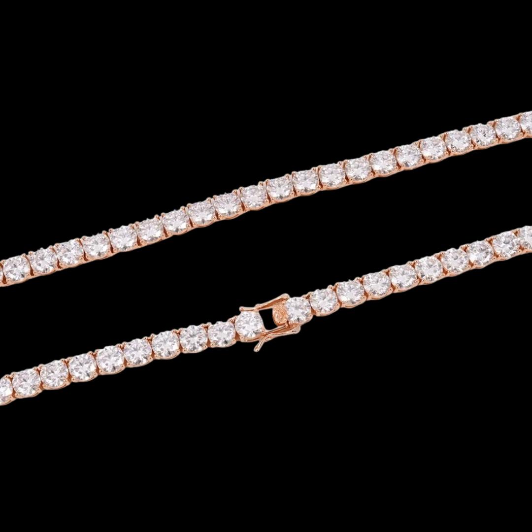 14K Rose Gold 6MM Round Moissanite Tennis Chain Clasp View