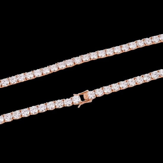 14K Rose Gold 6MM Round Moissanite Tennis Chain Clasp View