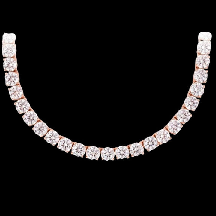 14K Rose Gold 6MM Round Moissanite Tennis Chain Close Up View