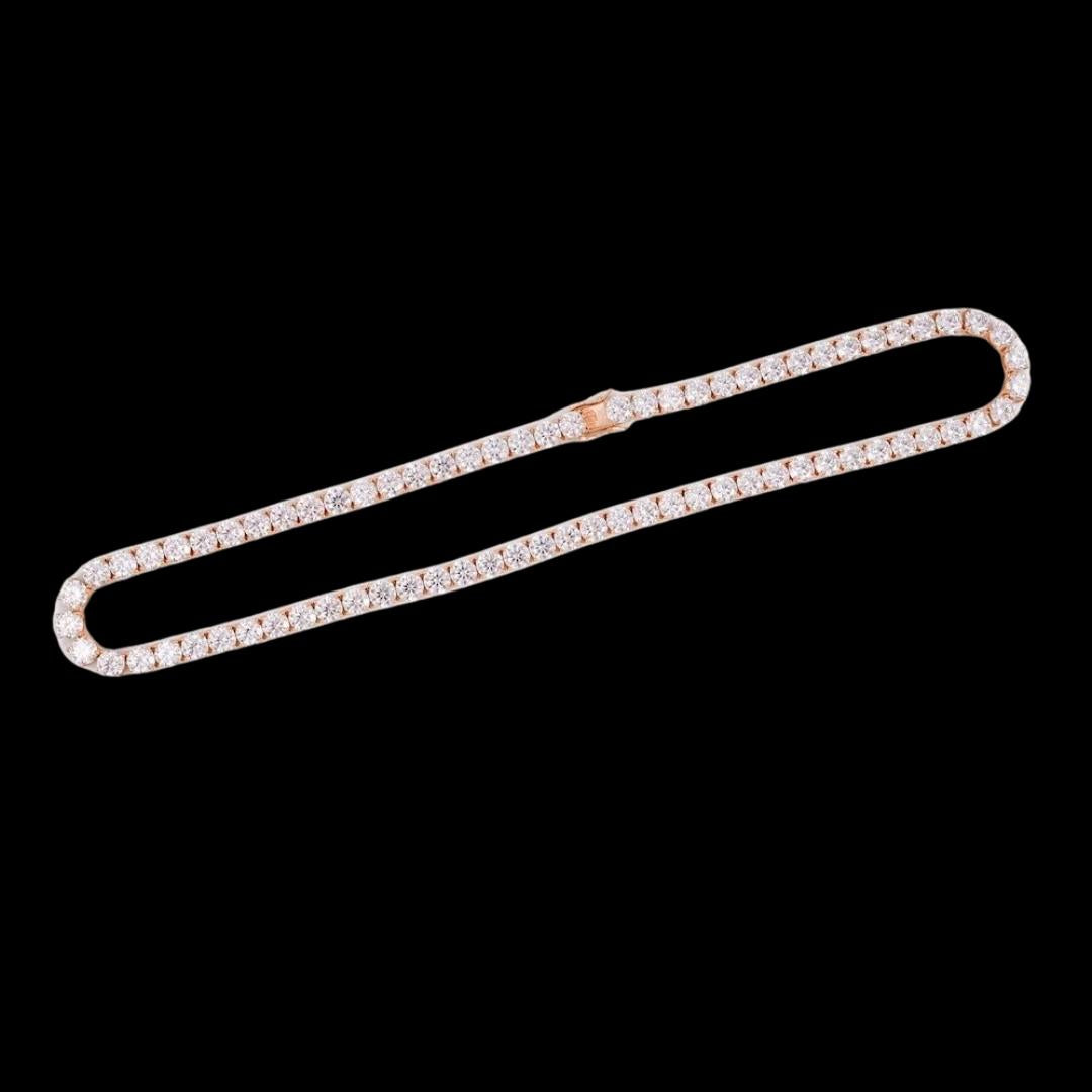 14K Rose Gold 6MM Round Moissanite Tennis Chain Full Close Up View