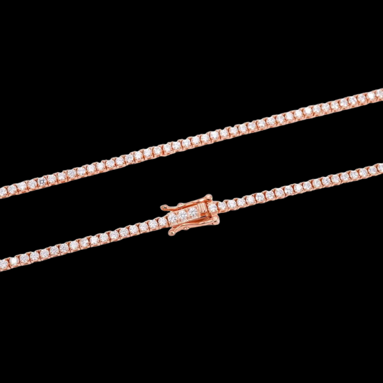 14K Rose Gold Round Moissanite Tennis Chain Clasp View