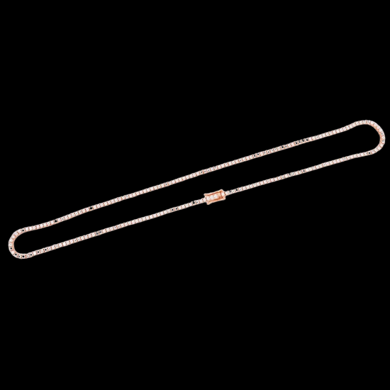 14K Rose Gold Round Moissanite Tennis Chain Full Close Up View