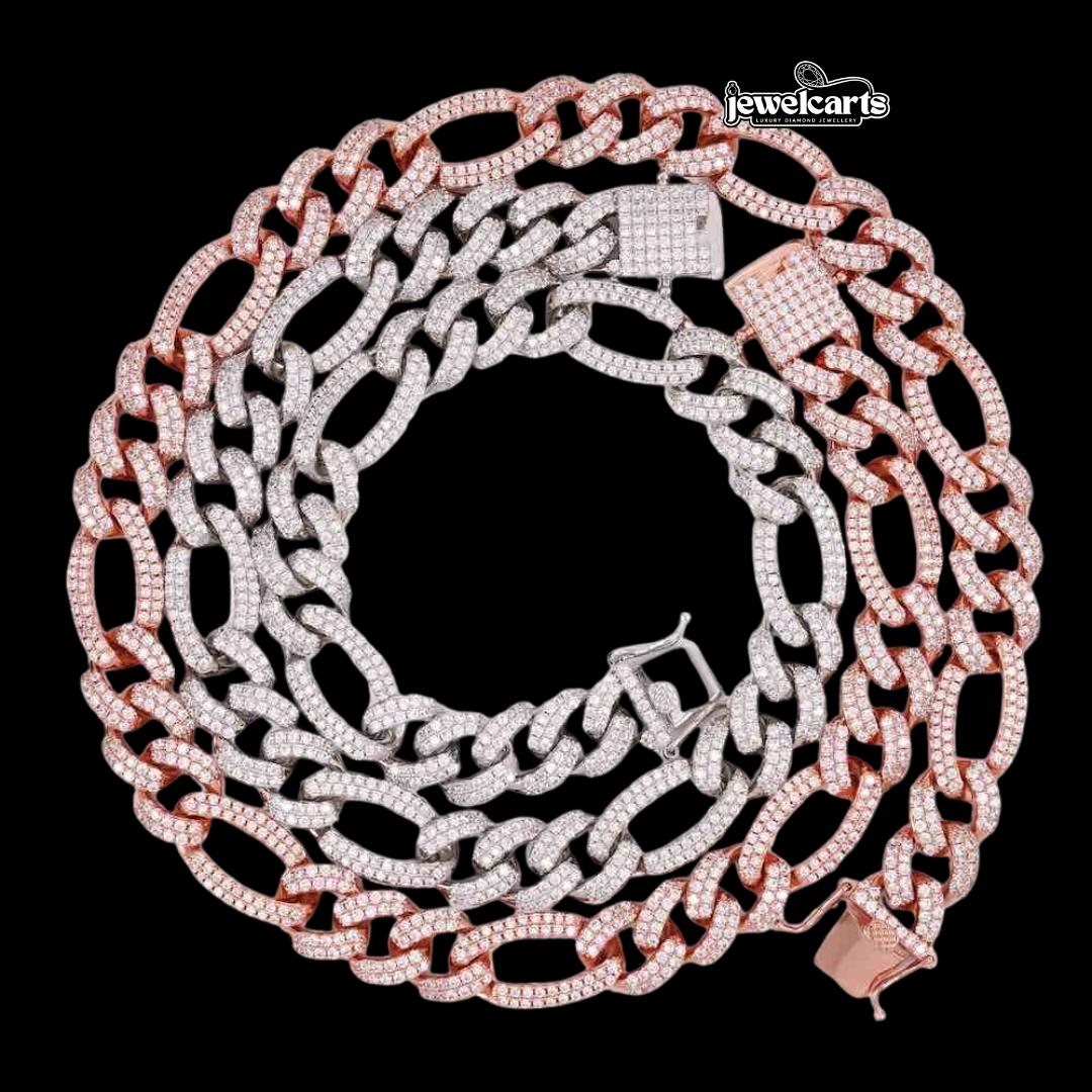 14K Round Moissanite 14MM Cuban Chain Front View