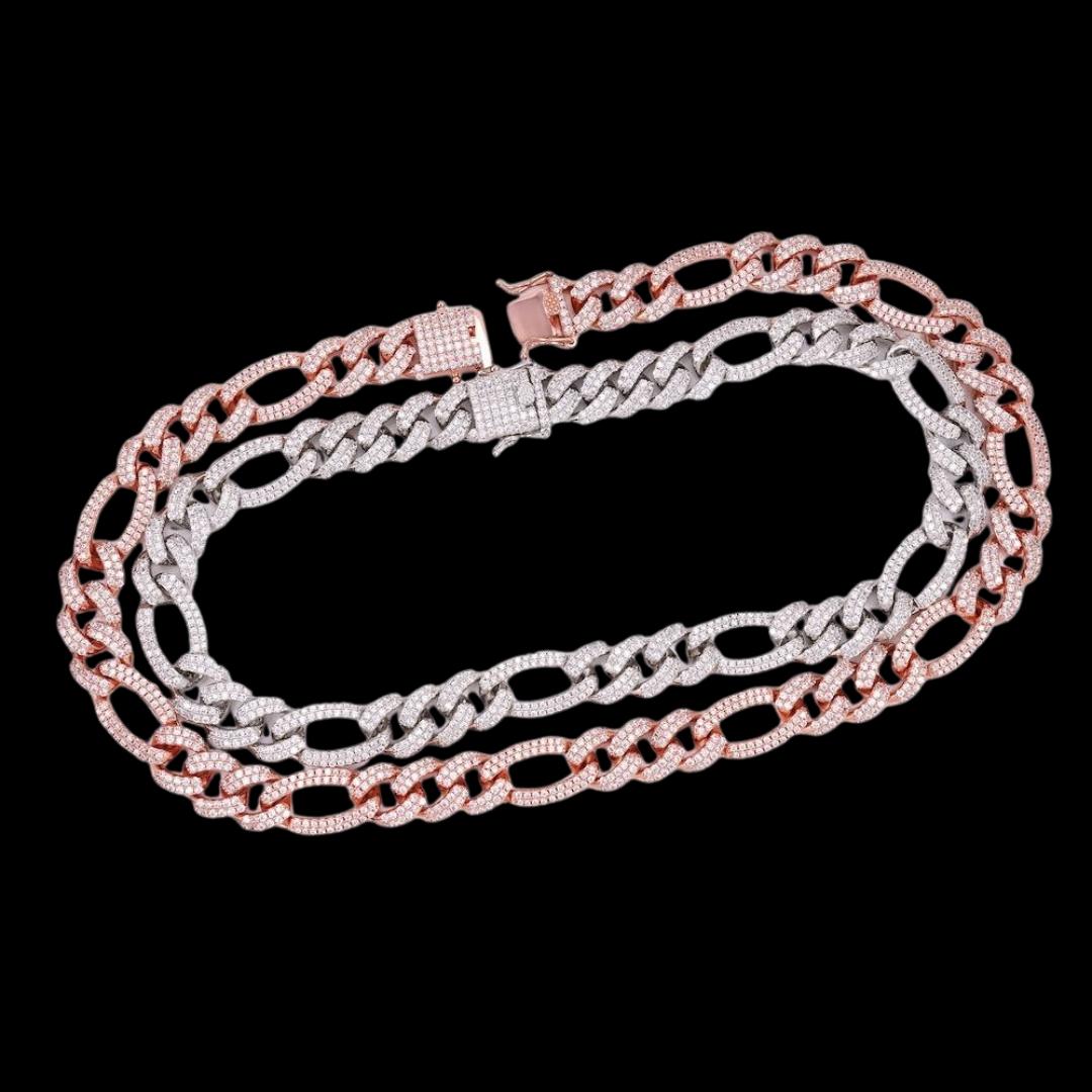 14K Round Moissanite 14MM Cuban Chain Full Close Up Viewz