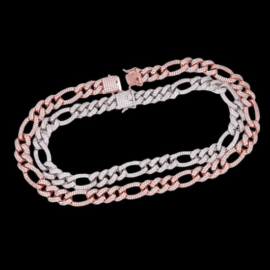 14K Round Moissanite 14MM Cuban Chain Full Close Up Viewz