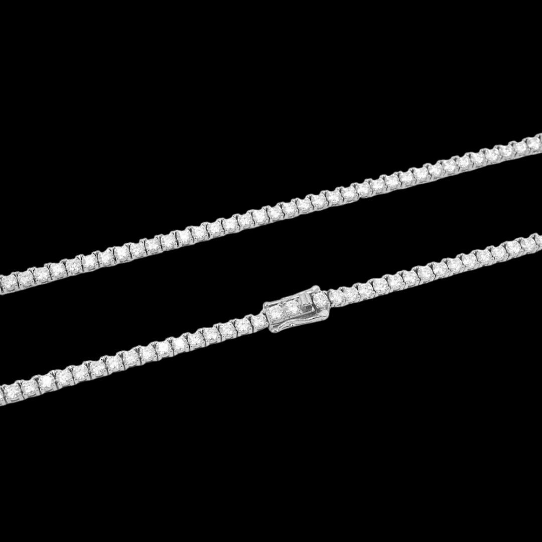 14K White Gold 3MM Round Moissanite Tennis Chain Clasp View