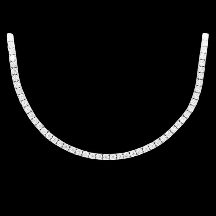 14K White Gold 3MM Round Moissanite Tennis Chain Close Up View