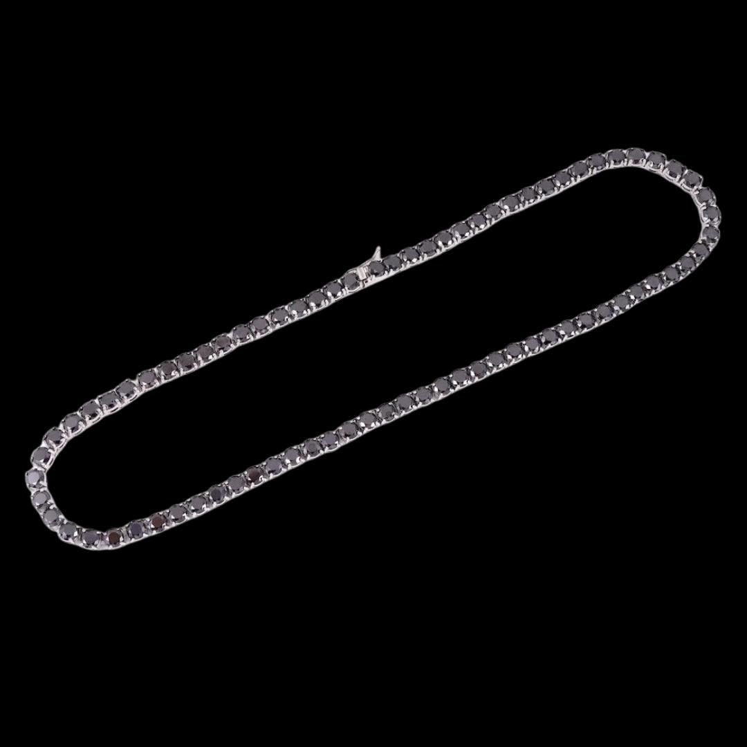 14K White Gold 5MM Black Moissanite Tennis Chain Clasp View