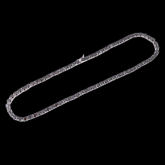 14K White Gold 5MM Black Moissanite Tennis Chain Clasp View