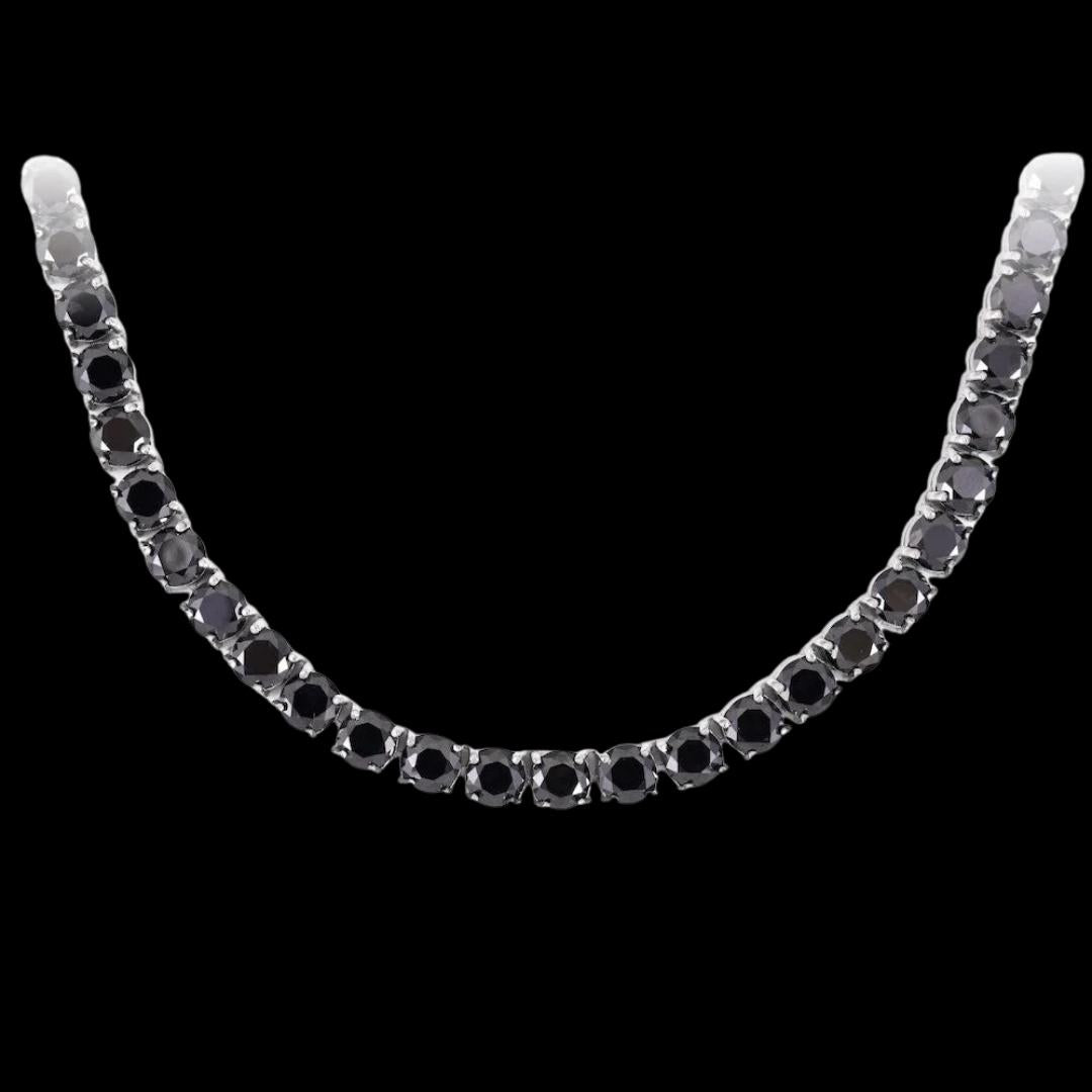 14K White Gold 5MM Black Moissanite Tennis Chain Close Up View