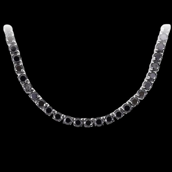 14K White Gold 5MM Black Moissanite Tennis Chain Close Up View