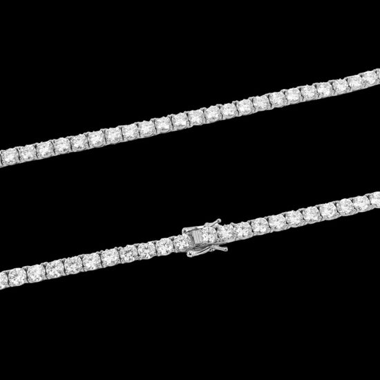 14K White Gold 5MM Round Moissanite Tennis Chain Clasp View