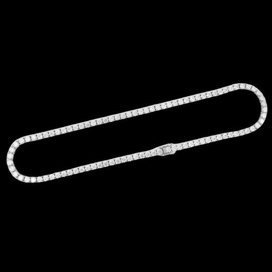 14K White Gold 5MM Round Moissanite Tennis Chain Full Close Up View