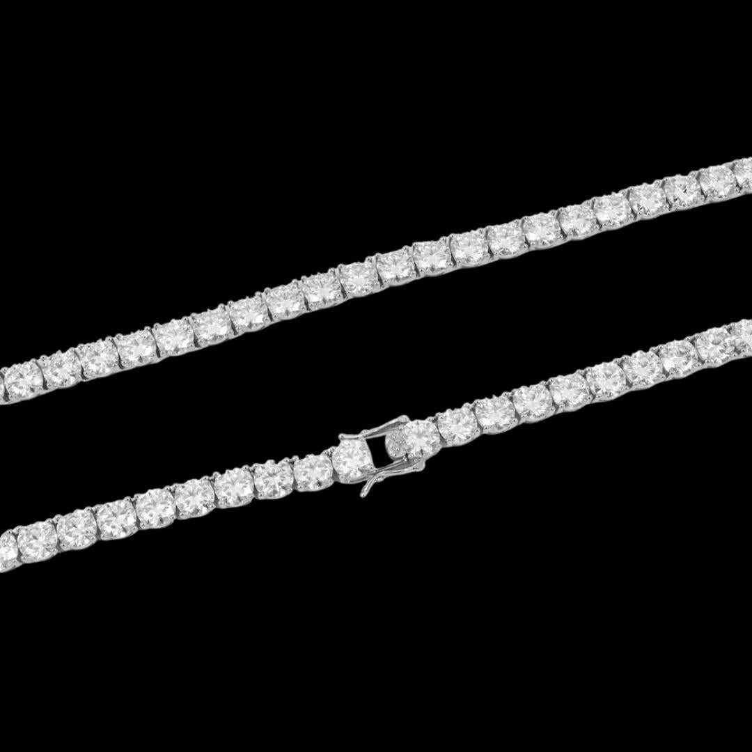 14K White Gold 6MM Round Moissanite Tennis Chain Clasp View