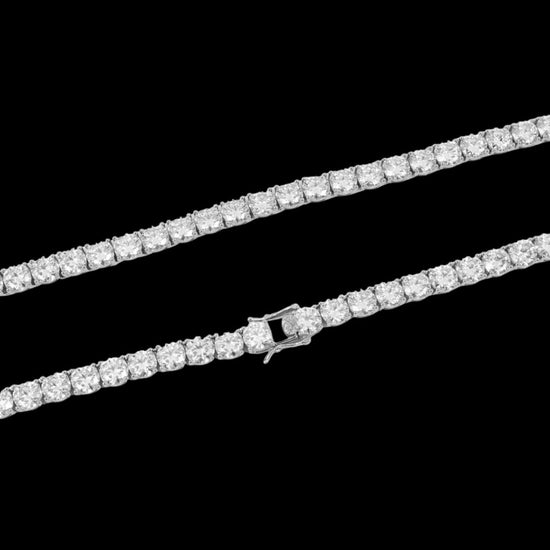 14K White Gold 6MM Round Moissanite Tennis Chain Clasp View