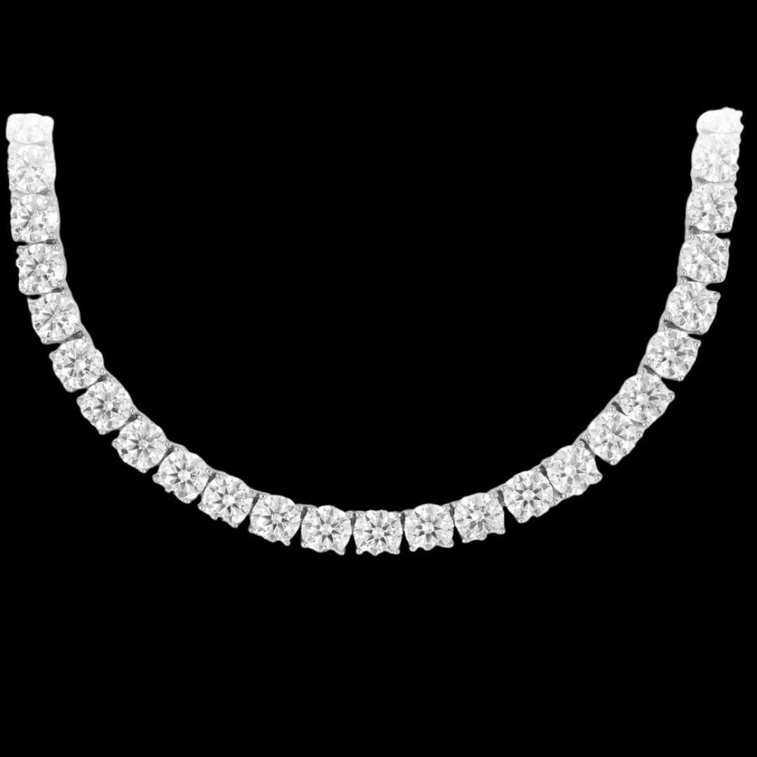14K White Gold 6MM Round Moissanite Tennis Chain Close Up View