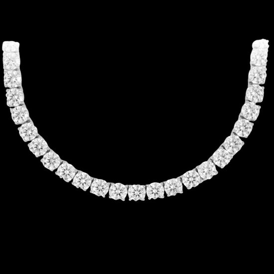 14K White Gold 6MM Round Moissanite Tennis Chain Close Up View