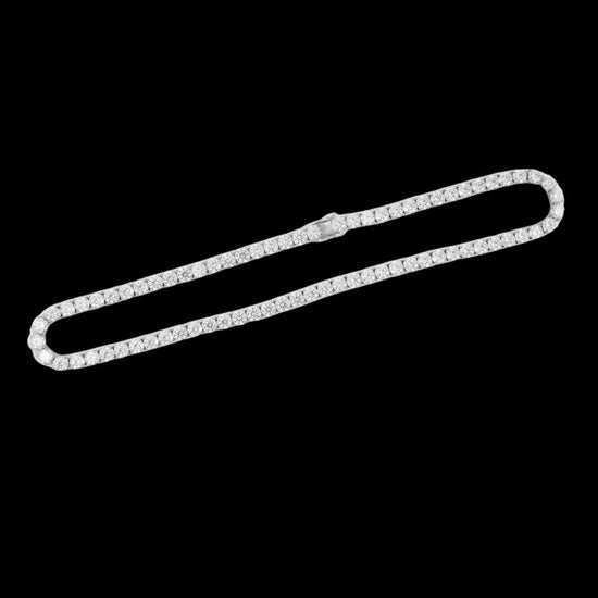 14K White Gold 6MM Round Moissanite Tennis Chain Full Close Up View