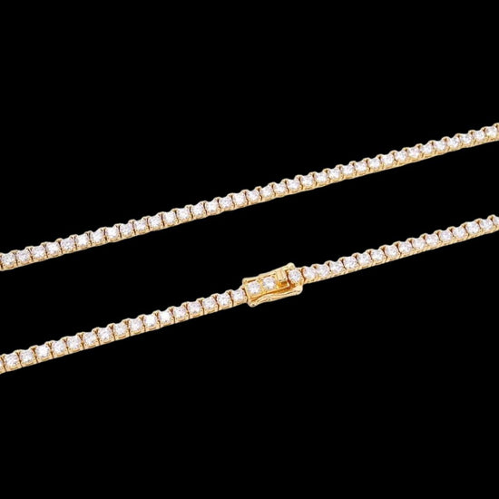 14K Yellow Gold 3MM Round Moissanite Tennis Chain Clasp View