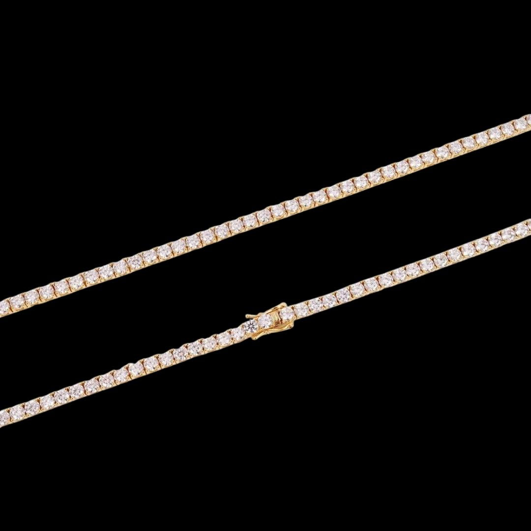 14K Yellow Gold 4MM Round Moissanite Tennis Chain Clasp View