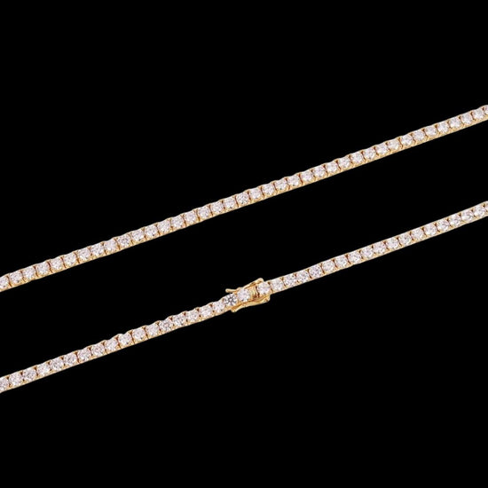 14K Yellow Gold 4MM Round Moissanite Tennis Chain Clasp View