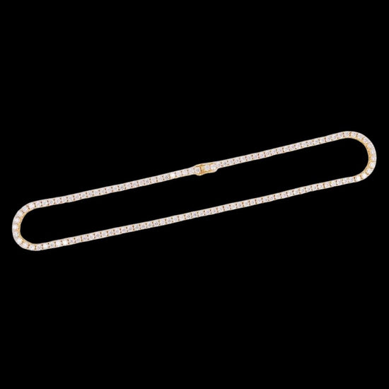 14K Yellow Gold 4MM Round Moissanite Tennis Chain Full Close Up View