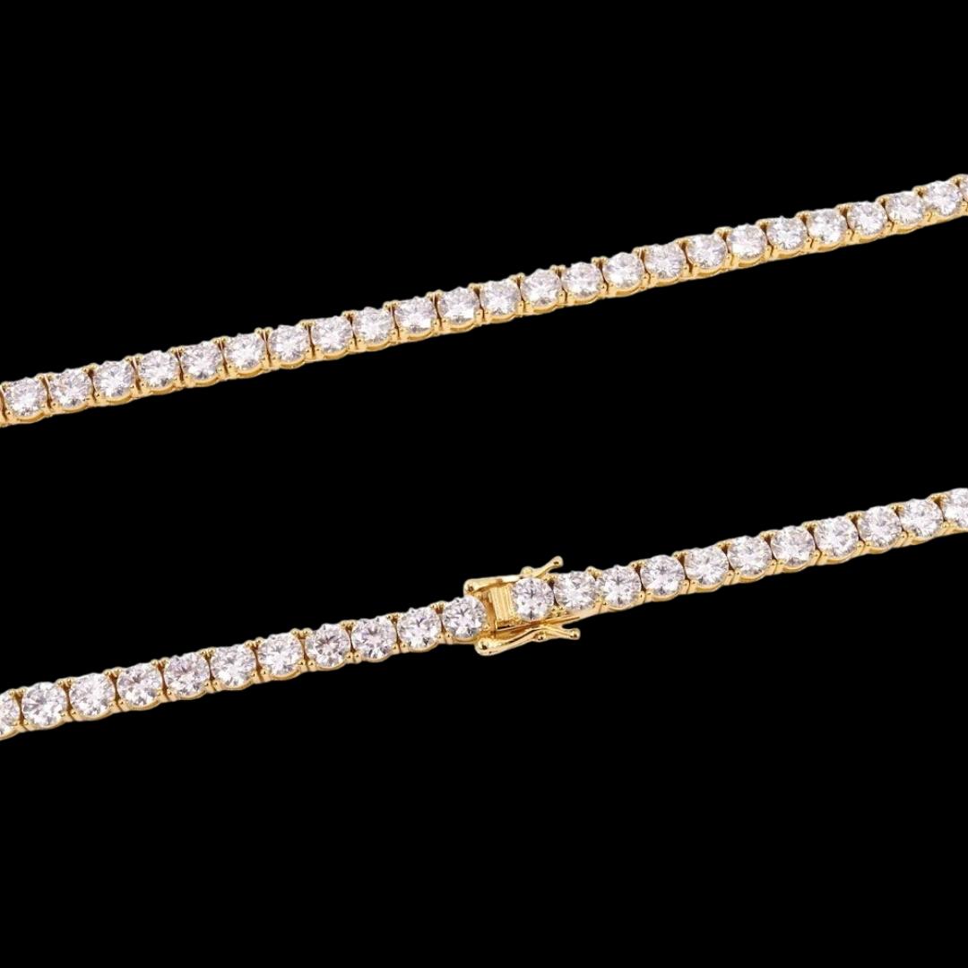14K Yellow Gold 5MM Round Moissanite Tennis Chain Clasp View
