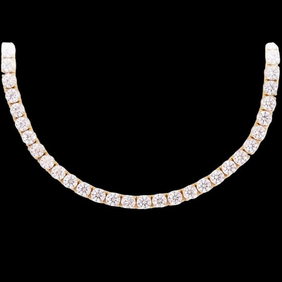 14K Yellow Gold 5MM Round Moissanite Tennis Chain Close Up View