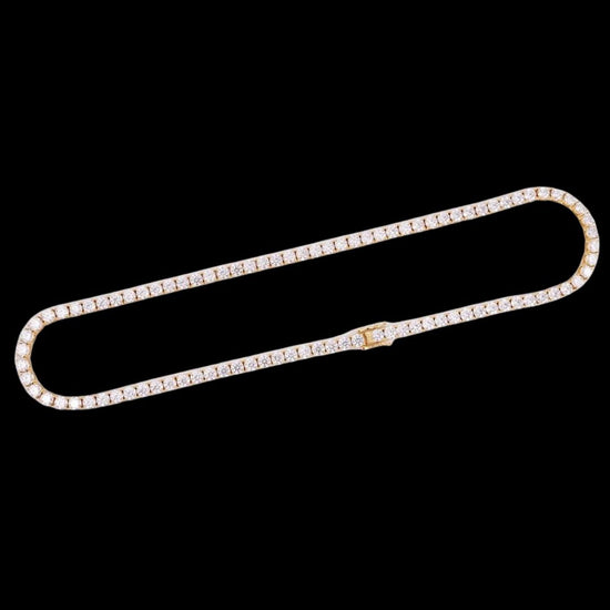 14K Yellow Gold 5MM Round Moissanite Tennis Chain Full Close Up View