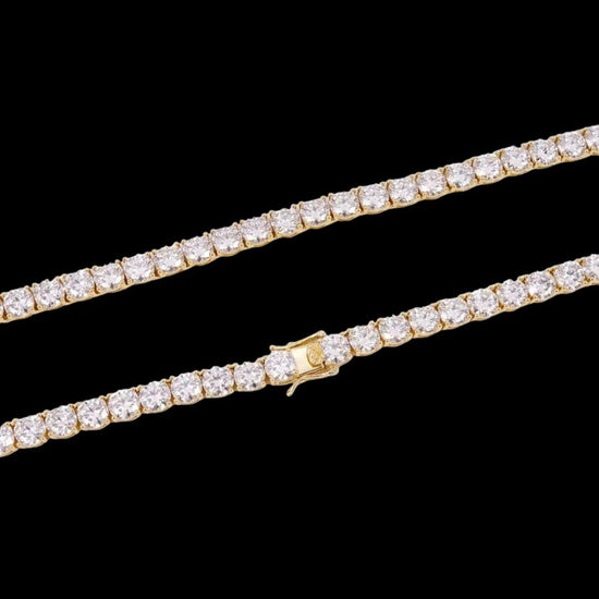 14K Yellow Gold 6MM Round Moissanite Tennis Chain Clasp View