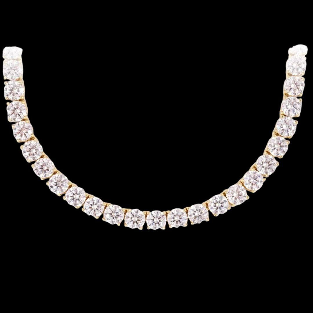 14K Yellow Gold 6MM Round Moissanite Tennis Chain Close Up View