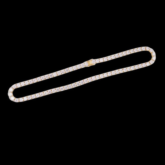 14K Yellow Gold 6MM Round Moissanite Tennis Chain Full Close Up View