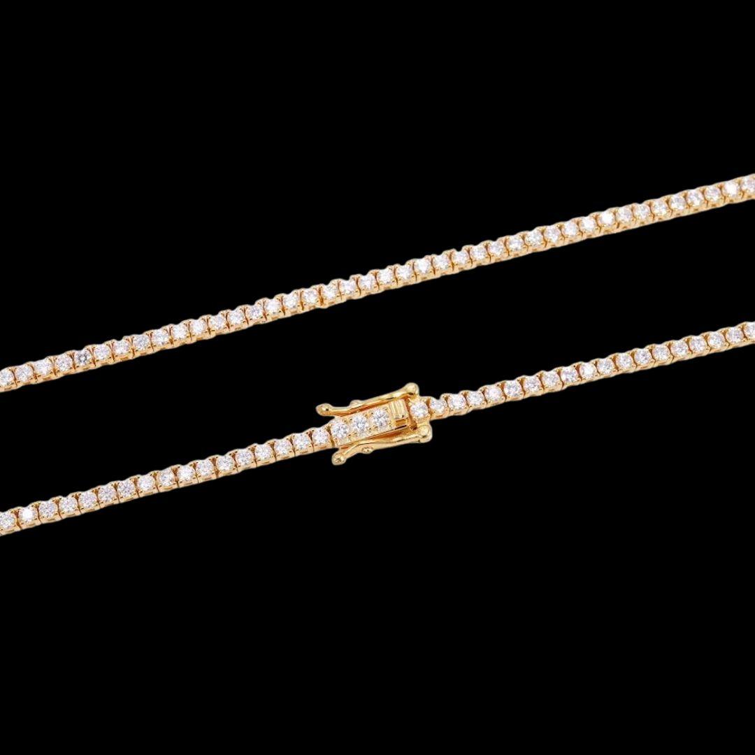 14K Yellow Gold Round Moissanite Tennis Chain Clasp View