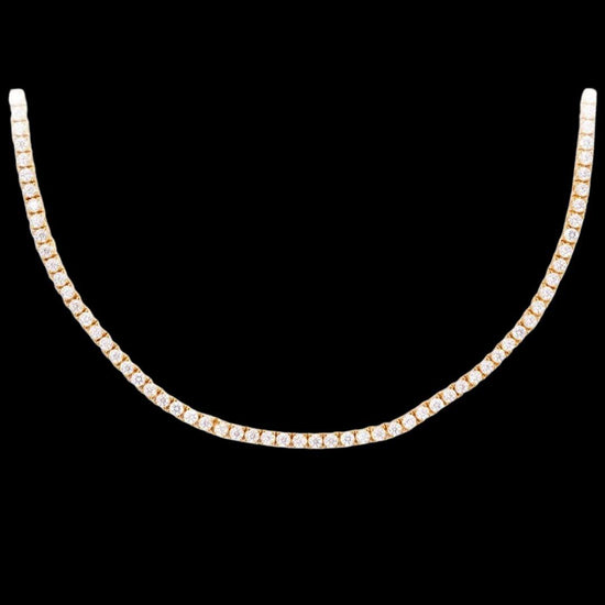 14K Yellow Gold Round Moissanite Tennis Chain Close Up View