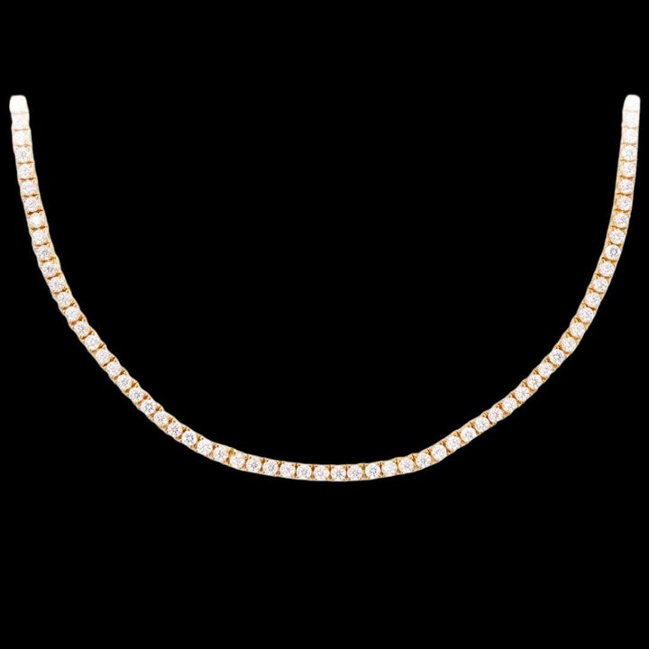 14K Yellow Gold Round Moissanite Tennis Chain Close Up View