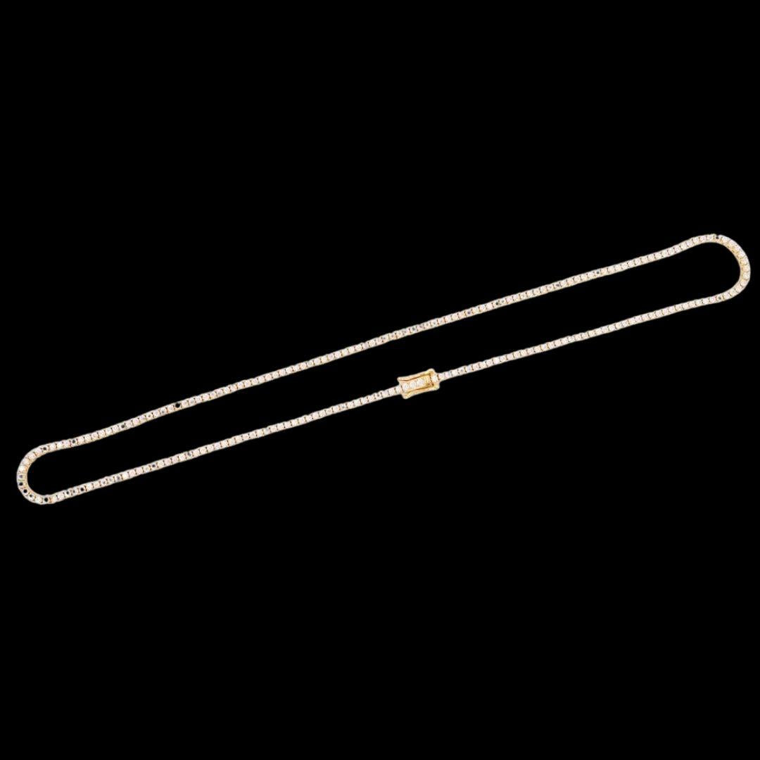 14K Yellow Gold Round Moissanite Tennis Full Close Up View