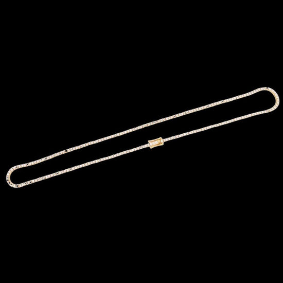 14K Yellow Gold Round Moissanite Tennis Full Close Up View