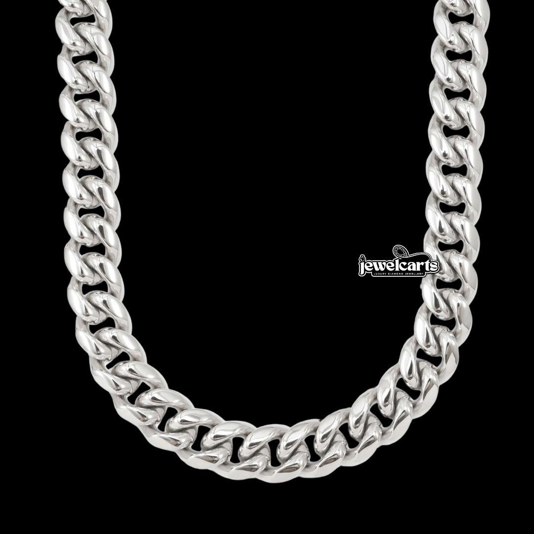 14MM 925 Sterling Silver Cuban Link Chain Front View
