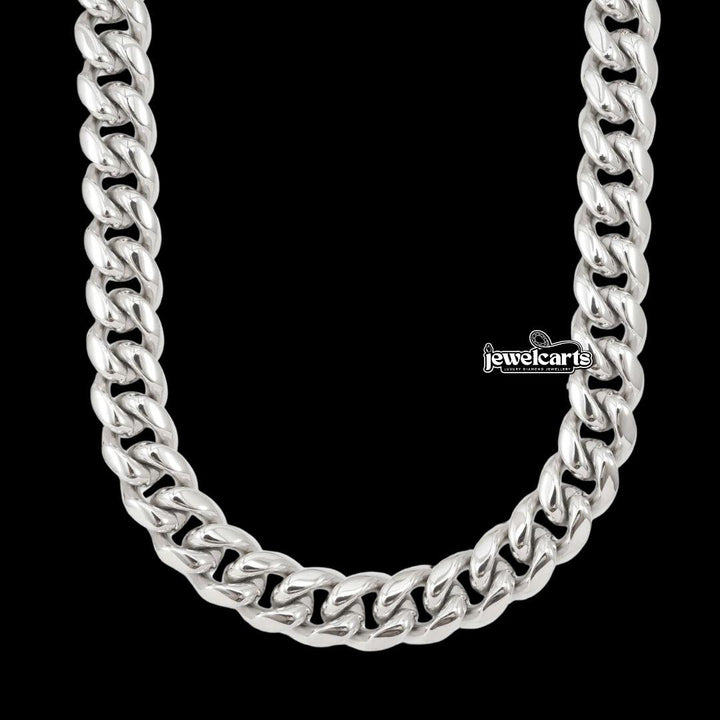 14MM 925 Sterling Silver Cuban Link Chain Front View