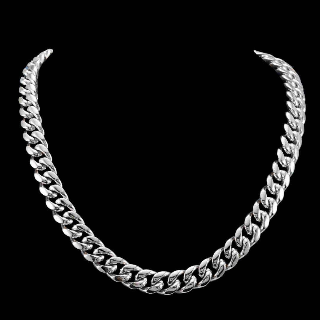 14MM 925 Sterling Silver Cuban Link Close Up View