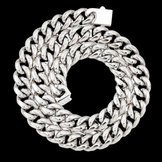 14MM 925 Sterling Silver Cuban Link Full Close Up View
