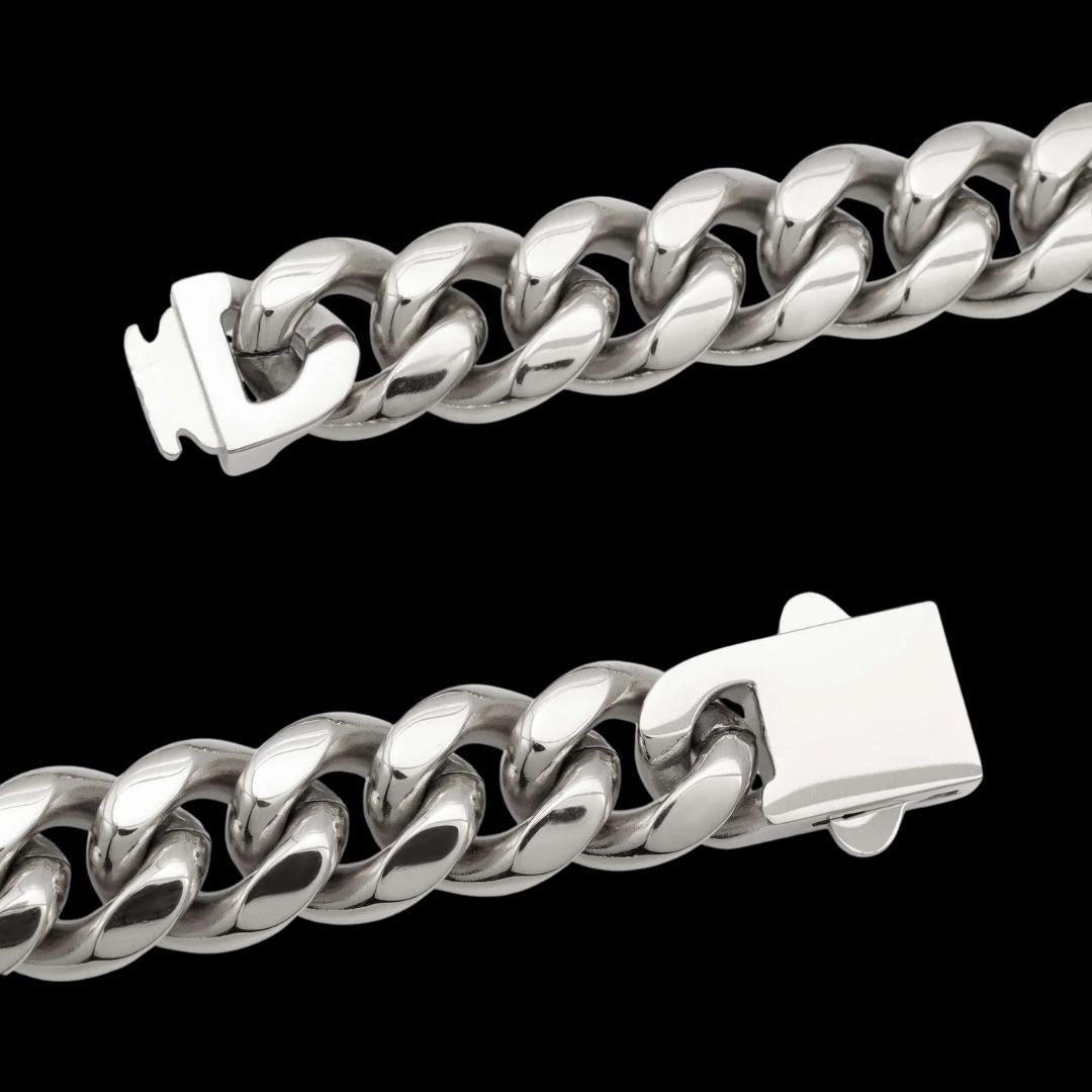 14MM 925 Sterling Silver Wide Cuban Link Chain Clasp View