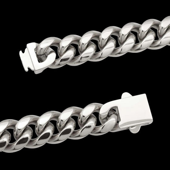 14MM 925 Sterling Silver Wide Cuban Link Chain Clasp View
