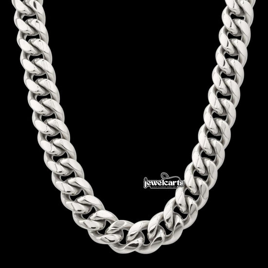 14MM 925 Sterling Silver Wide Cuban Link Chain Front View