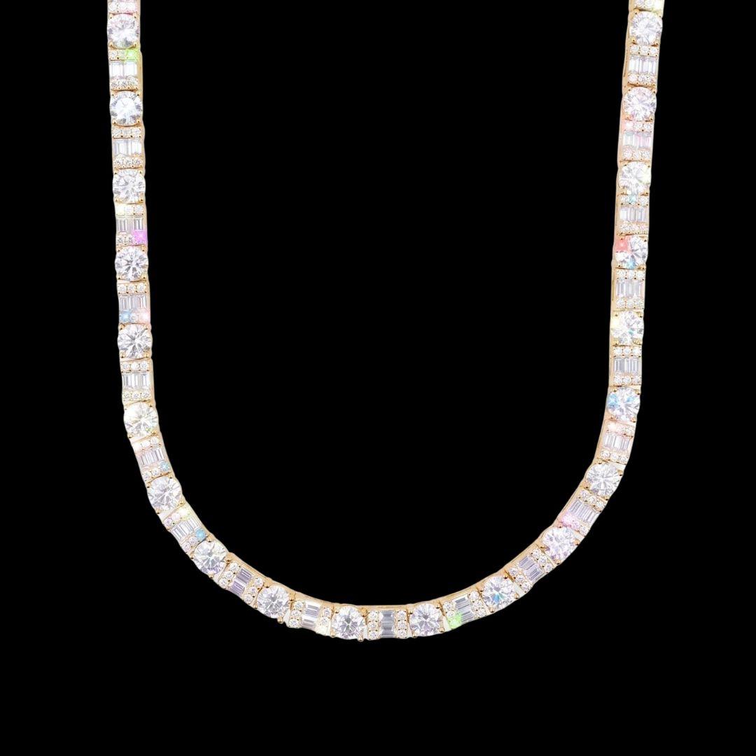 5MM Hybrid Cut Moissanite Tennis Chain 14K Gold