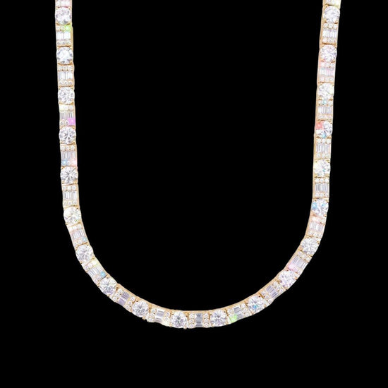 5MM Hybrid Cut Moissanite Tennis Chain 14K Gold