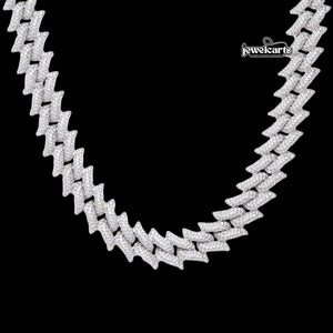 14mm Round Moissanite Cuban Link Chain in 14K White Gold 14mm Round Moissanite Cuban Link Chain in 14K White Gold