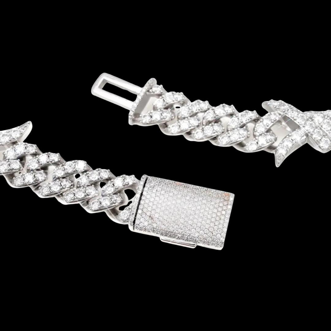 15MM CUSTOM CLASP Moissanite Spiked Link Cuban Chain 14K Gold Clasp View