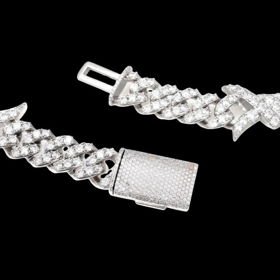 15MM CUSTOM CLASP Moissanite Spiked Link Cuban Chain 14K Gold Clasp View
